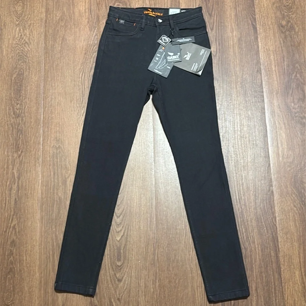 Saint Unbreakable Dyneema Riding Jeans Women 6 High Rise Skinny Black NWT